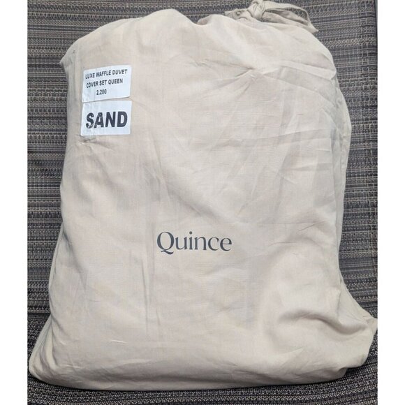 Quince- 100% Organic Luxe Waffle Duvet Cover 3PC Set Color Sand Size Queen -NEW- - Picture 1 of 6